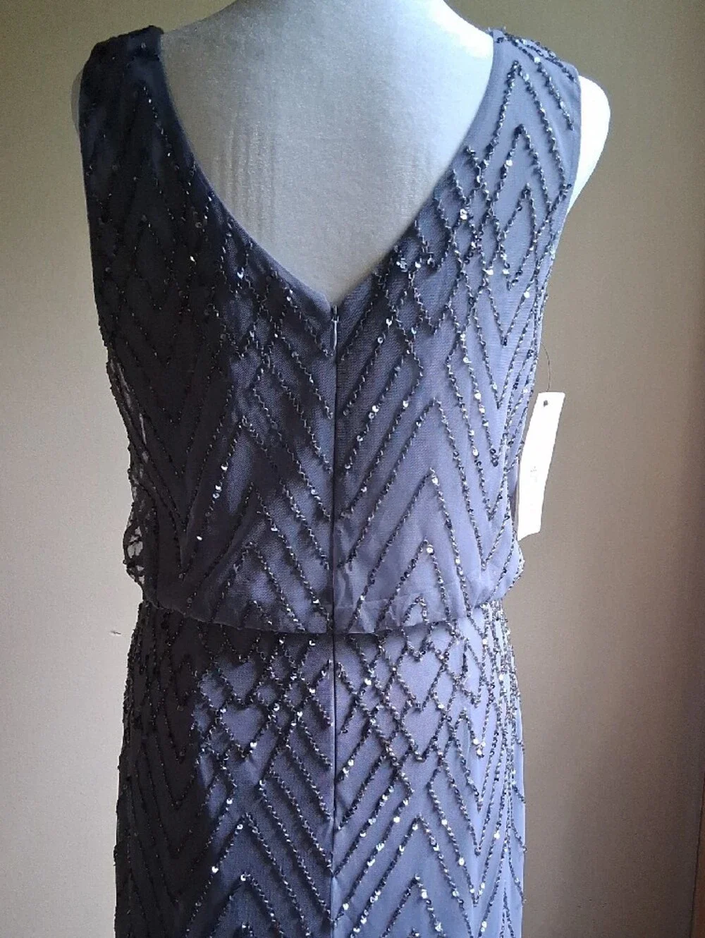 Elegant, Beaded V- shaped Neck Line